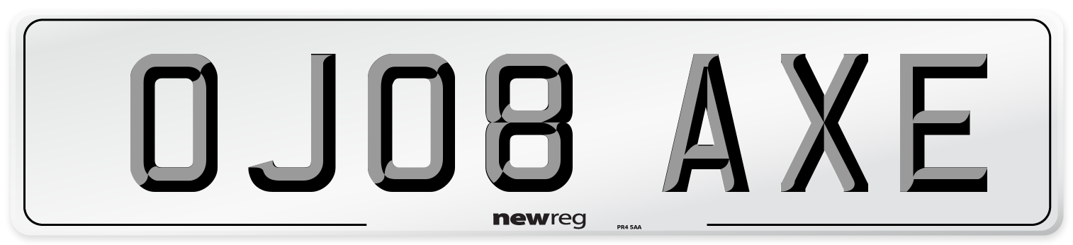 OJ08 AXE Number Plate from New Reg